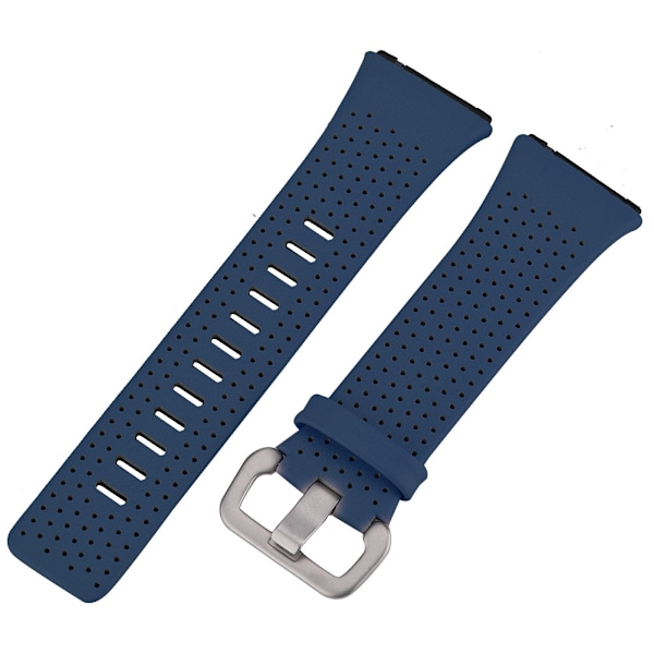 Ekte lær dobbel håndleddsrem erstatningsrem for Fitbit Ionic Watch Blå