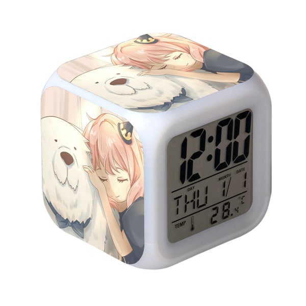 Wekity Anime  Alarmklocka One Piece LED Kvadratklocka Digital Alarmklocka med Tid, Temperatur, Alarm, Datum