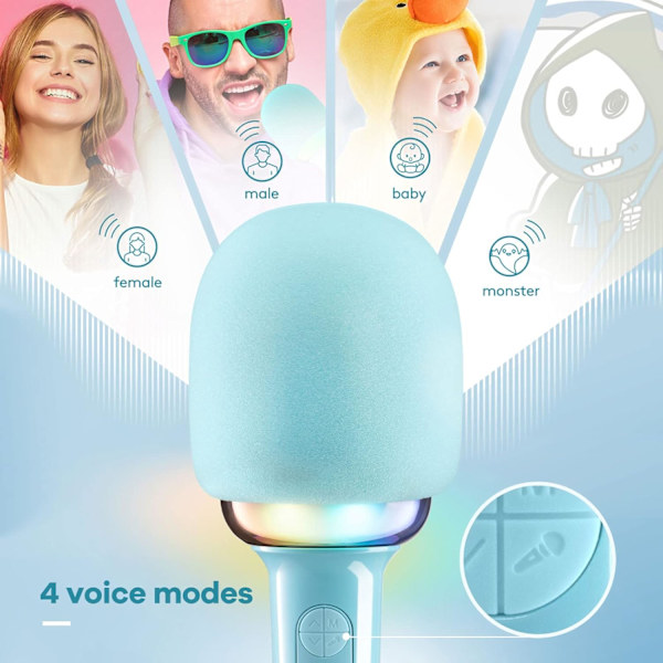Karaoke-højttalere Bluetooth med mikrofon, karaoke-maskine til børn, mini bærbar håndholdt mikrofon dynamisk RGB-lys, stemmeskifter sang