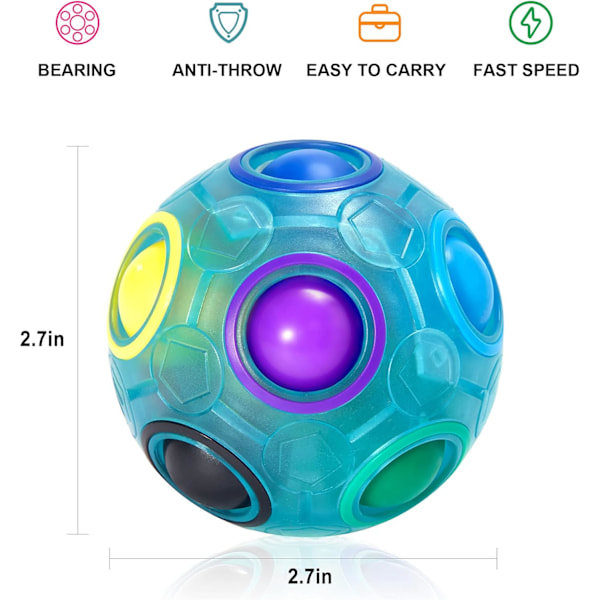 Magisk Regnbue Puslespillkule, Fidget Ball Puslespill Hjernepuslespill Fidget Leke for Gutter & Jenter - Bursdagsfest for Tenåringer & Voksne Orange