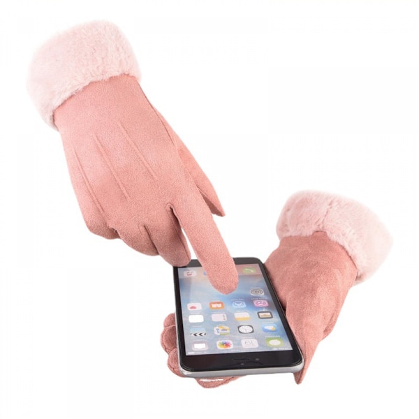 Vinterhandskar för kvinnor Varma pekskärmshandskar Vindtäta elastiska sms-rosa handskar kvinnor