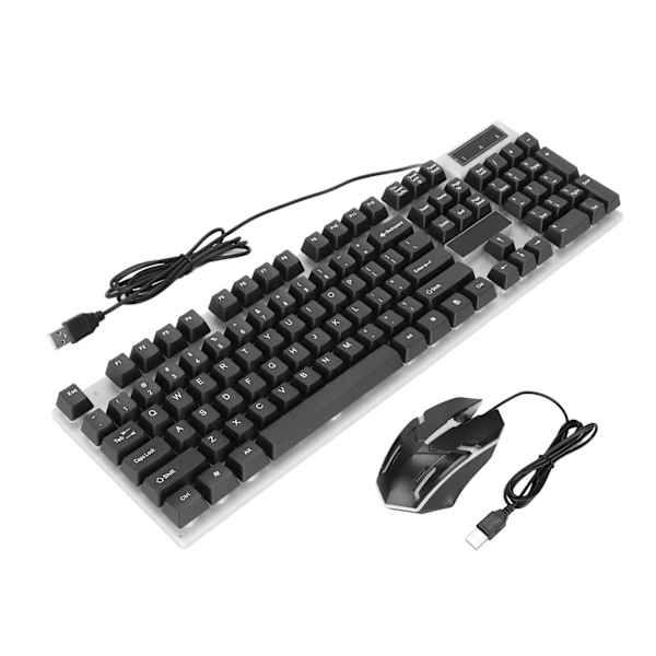 Tangentbord Mus Combo Trådbunden USB 104 Tangenter LED Färgad Bakgrundsbelysning Datortillbehör för Win10Svart