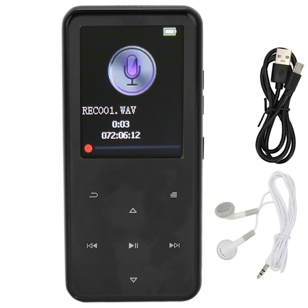 MP3-spiller intelligent HD støyreduksjon Bluetooth 5.0 støtte FM-radio E-bok musikkspiller for hjem 2,4 tommer