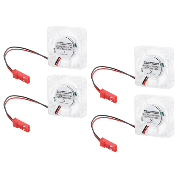 4 Set Kylfläkt för Raspberry Pi 4B LED Blått Ljus Kylare Radiator Datortillbehör Delar Separat Fläkt
