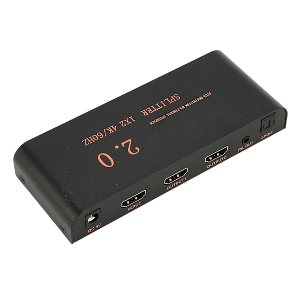 HD Multimedia Interface Splitter 1x2 1 in 2 Out 4K 60Hz 18.2Gbps HD Multimedia Interface Distributor Box 100‑240V EU Plug