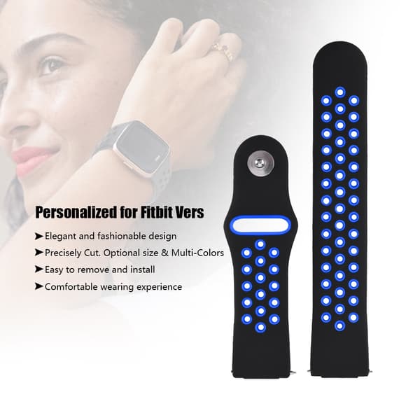 Silikone udskiftningsrem Smart armbånd armbånd tilbehør til Fitbit Versa S sort og blå