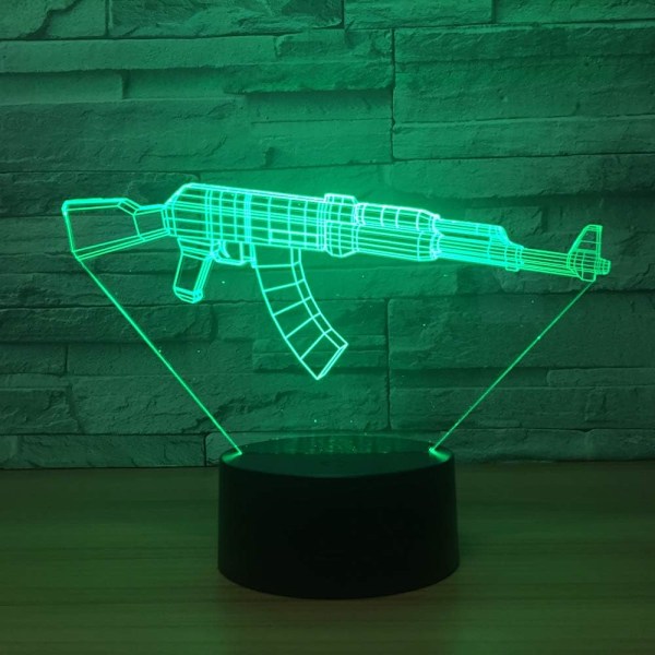 3D LED Pistol Optisk Illusion Sensor Natlampe med Smart Berøring & USB Kabel 7 Farver Skift LED Atmosfærisk Lampe til Soveværelses Dekoration med Gaveindpakning