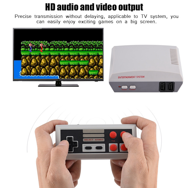 Til Nintendo NES Spilkonsol Underholdningssystem HD AV Output Dual Joysticks