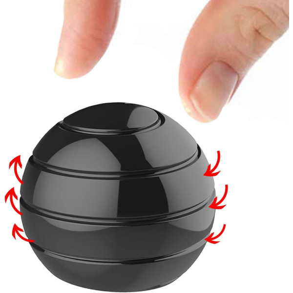 Kinetiske skrivebordsleker, Optisk illusjon Fidget Spinner Ball for hele kroppen, gaver til menn, kvinner, barn størrelse 1,58", svart