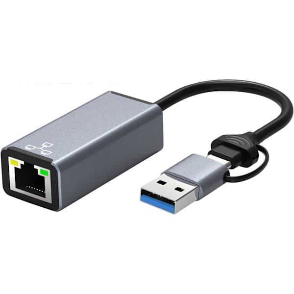 USB C/A Ethernet-adapter LAN-netværk RJ45 til smartphone, tablet, pc, spillekonsol
