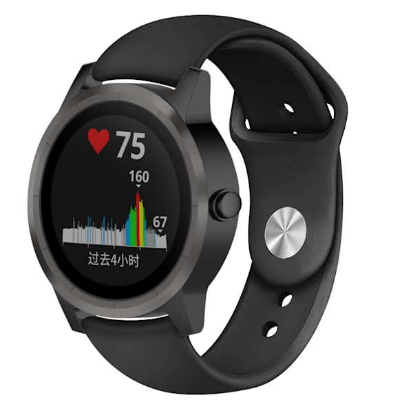 Snygg silikonklockarmband med spänne i rostfritt stål för Active 3 Move hr-klocka (svart)