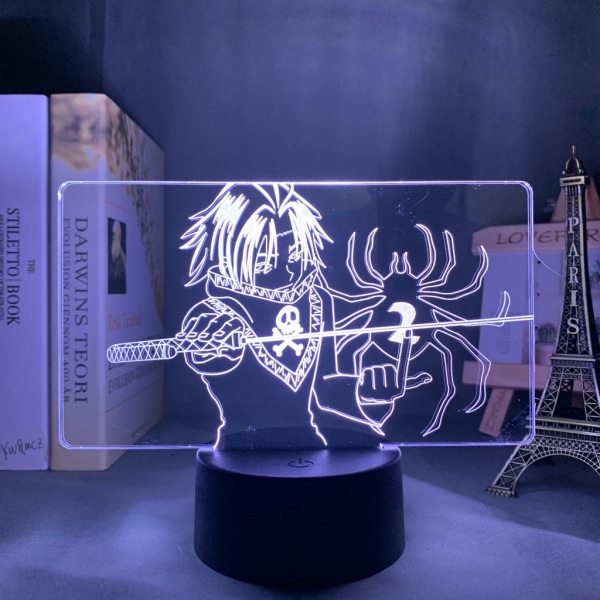 Qinwei 3D Illusion Night Light Anime-hahmopöytälamppu USB -virtalähteellä 7 väriä LED-valo kosketuskytkimellä lapsille lahjaksi makuuhuoneen sisustukseen