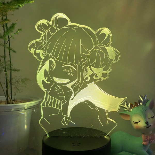 Qinwei Anime Du I Nattljus 3D LED Illusionslampa med 16 färger Fjärrkontroll Dekorativt ljus för barns sovrum -- svart säte