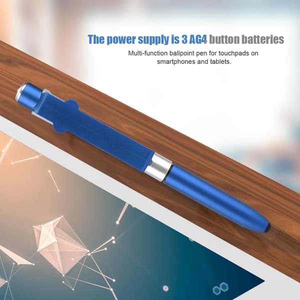 4 i 1 Touch Screen Kapacitiv Kuglepen Med LED Lys Til Tablet(Blå)