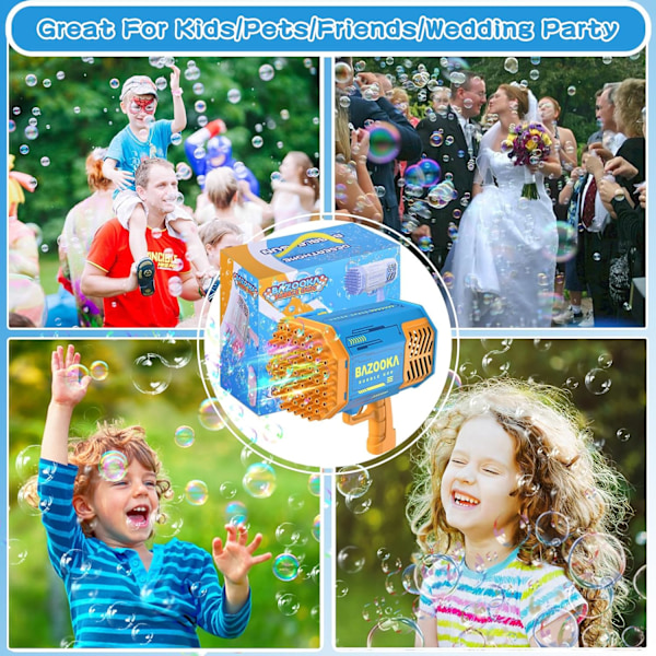Bubble Machine Gun Leksaker för Barn, Bubble Gun med Färgglada Ljus och Tusentals Bubblor, Utomhusleksak Födelsedagsfest Favörer Presenter till Pojke blue