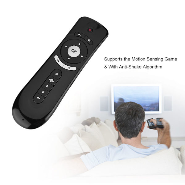 2,4 GHz Fly Air Mouse T2 Mini Fjärrkontroll Trådlös 3D Gyro Motion Stick för 3D Sense/Spel/PC