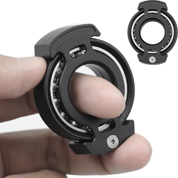 Ring Fidget Spinner for Adults, Men Finger Haptic Roller, Small Metal Clicker Toys, Ball Bearing, Black Fingears Spinning EDC for Anxiety Stress