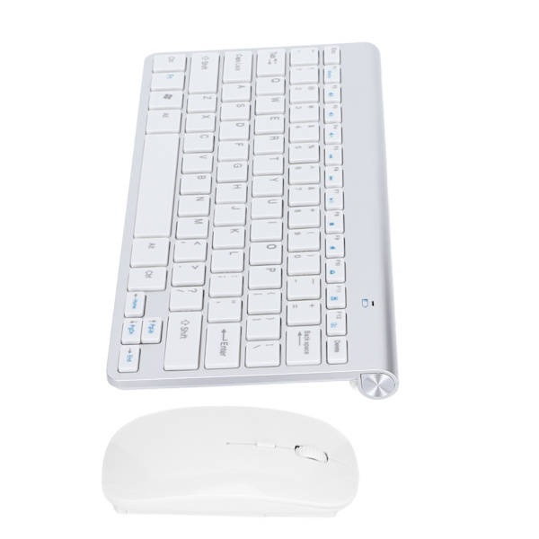 Tangentbord Mus Combo Trådlös 2.4G USB Ultratunn Bärbar Ergonomisk Slitstarkt Tangentbord och Mus för Notebook DatorSilver
