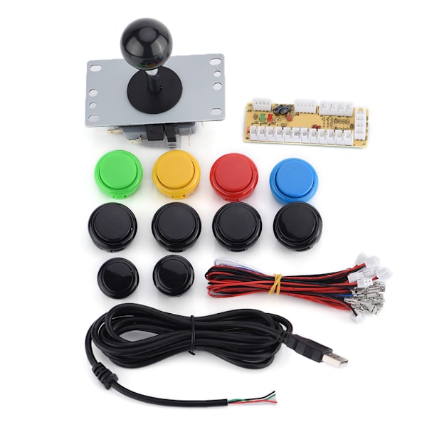 USB-arkaddelar Joystick + Färgade tryckknappssatser Spelkontroll DIY-ersättningskit