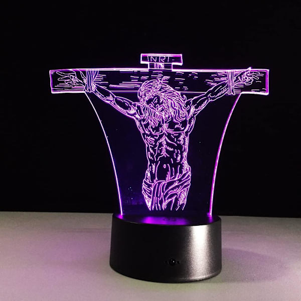 Jesus 3D Soveromslys LED Nattelampe USB Bordlampe Nyhet Hjemmedekor 7 Farger Gave Hjemmedekor Klientgave Bordlampe