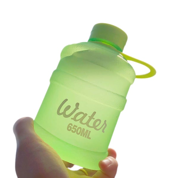 Mini liten ren bøttekopp plast vannkopp vann [frosted grønn] 650 ml enkel kopp + kopp børste + snor