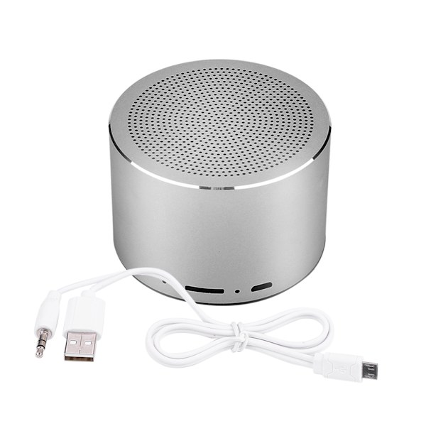 Bærbar Mini Bluetooth-høyttaler Trådløs Mini Utendørs Stereo Musikkspiller med LED Grå