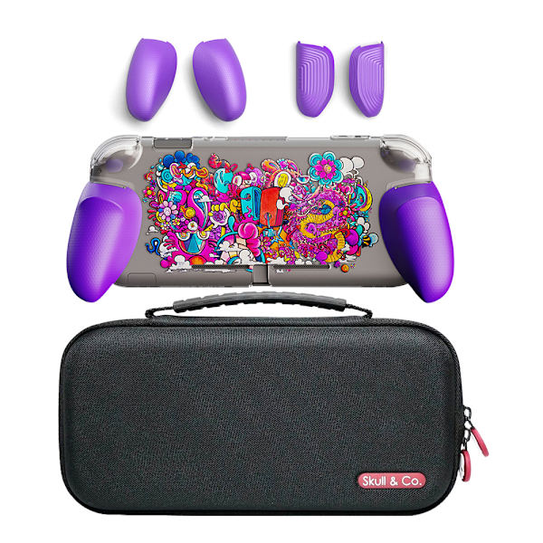 GripCase Lite Bundle: Et komfortabelt beskyttende deksel med utskiftbare grep [for å passe alle håndstørrelser] for Nintendo Switch Lite