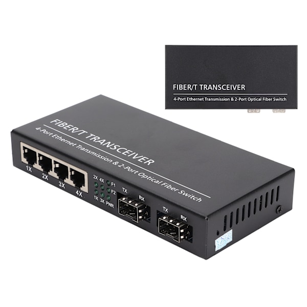 Ethernet Media Converter RJ45 10/100/1000M 2 Fiberoptik 4 Portar Adaptiv SFP för IEEE802.3Z / AB 1000Base‑SXLX