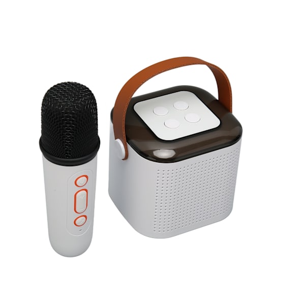 Karaoke-maskin Stereo RGB-lys Bærbar Bluetooth-høyttaler med 1 mikrofon for hjemmefest Hvit