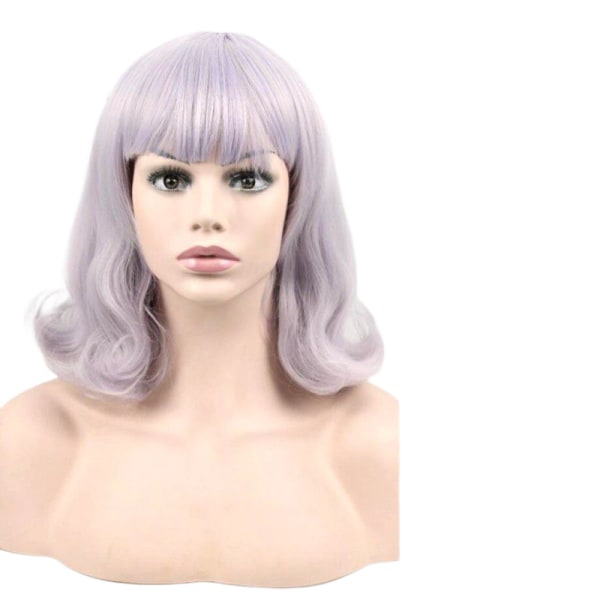 silver purple  Wigs With Bangs Wig for Girl Shoulder Length Wig for Women Costume Wigs