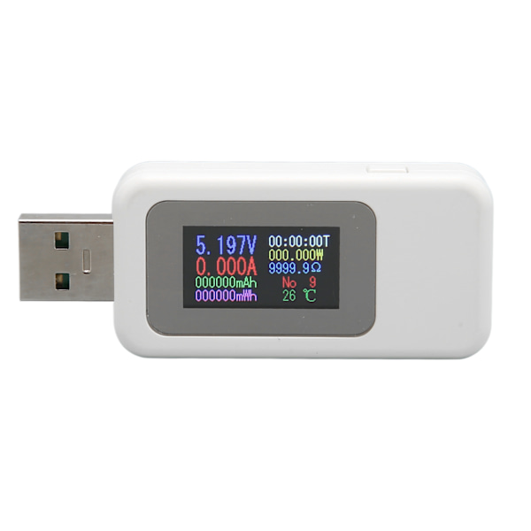 USB-tester 0-6,5A strøm 4-30V spenning fargedisplay USB-tester multimeter for mobiltelefon