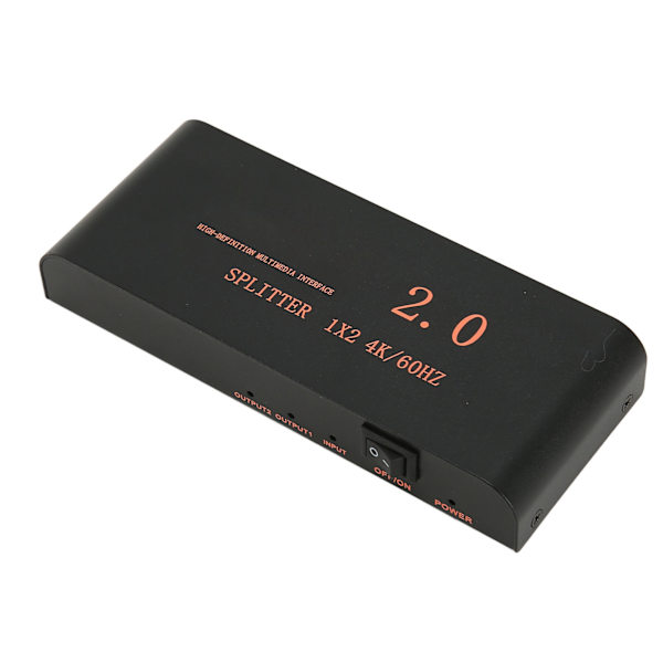 HD Multimedia Interface Splitter 1x2 1 in 2 Out 4K 60Hz 18.2Gbps HD Multimedia Interface Distributor Box 100‑240V EU Plug