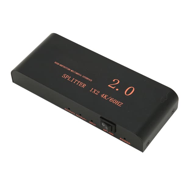 HD Multimedia Interface Splitter 1x2 1 ind 2 ud 4K 60Hz 18.2Gbps HD Multimedia Interface Fordelerboks 100‑240V EU-stik