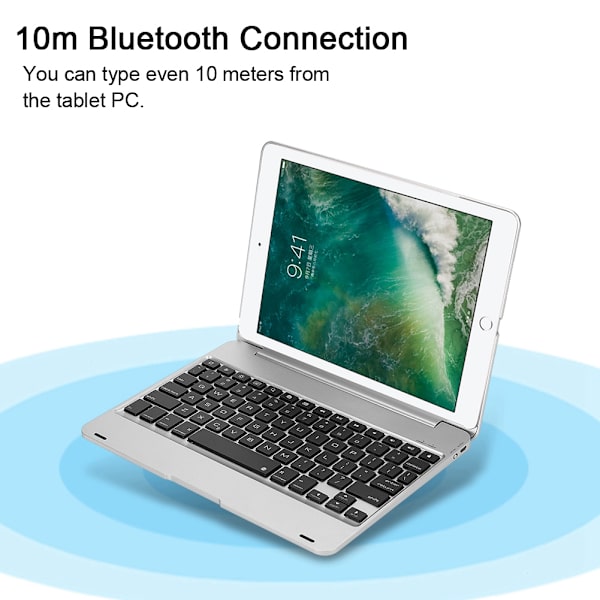 34H arbets Bluetooth-tangentbord automatisk sömn trådlöst Bluetooth-tangentbord för iPad Pro 9.7/Air2-Silver