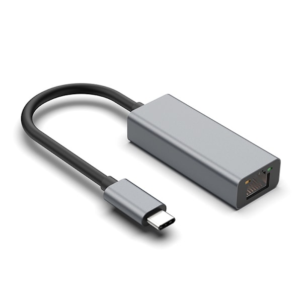 Grå USB C til Ethernet-adapter til ny bærbar computer, kompatibel med HP Dell bærbar computer, Acer HP Chromebook, MacBook