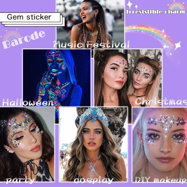 Havfrue Bryst Smykker Klistremerker Rhinestones Midlertidig Bryst Tatovering Krystaller Kunst Dekor Clubwear Fest Rave Festival Kroppssmykker for Kvinner og Jenter (1PCS