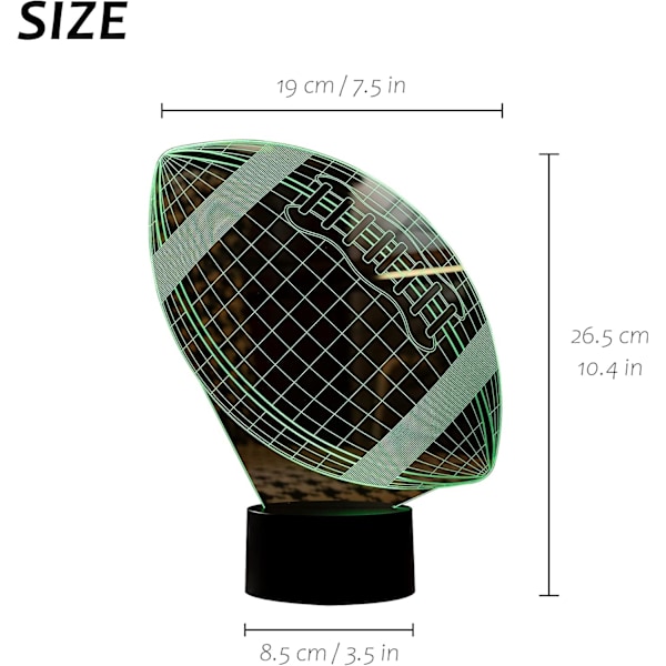 3D Natlampe til Drenge Fodbold Illusion Lampe USB Berøring 7 Farve Skiftende Soveværelse Bordlampe Fødselsdagsgave til Børn