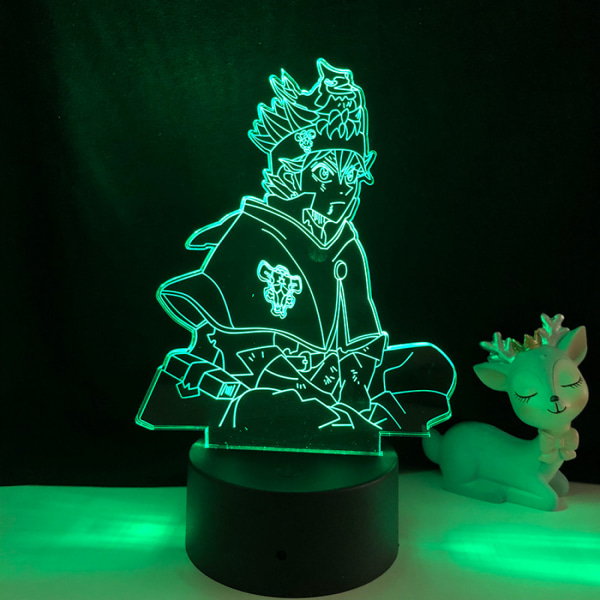 Qinwei 3D Illusion Lamp Anime Clover  LED Nattlampa Fjärrkontroll Skrivbordslampa Barn Heminredning Ljus --- Svart Säte