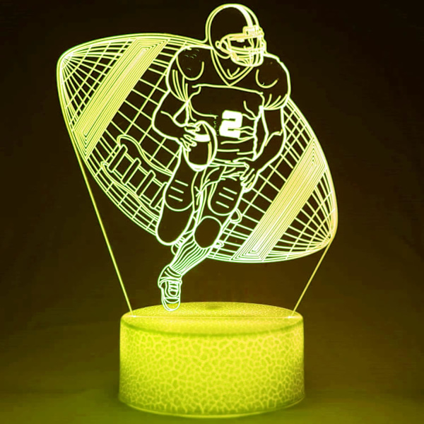 3D Rugby Fodbold Natlys Bordsklampe Optisk Illusion Lamper 7 Farveskiftende Lys LED Bordlampe Julegave Hjem Kærlighed Fødselsdag Børn Gave