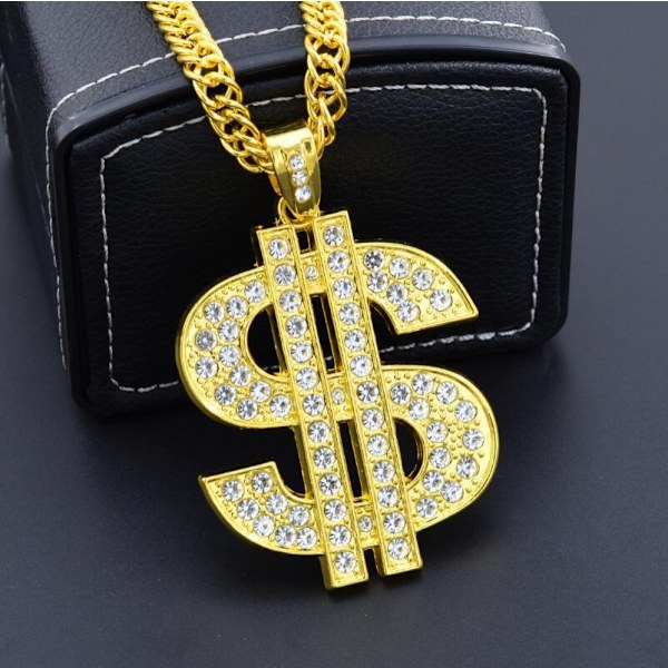 Kæde til mænd med dollartegnsvedhæng Halskæde, Hip Hop Dollar Halskæde