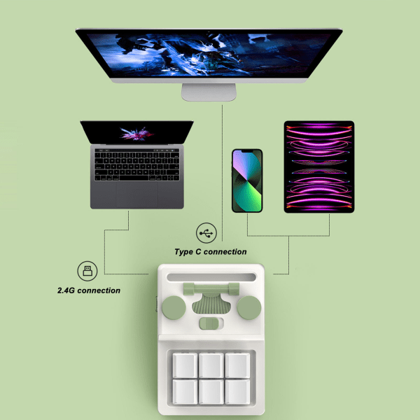 Mini 6-tasters tastatur mekanisk rød switch understøtter hot-swappable programmerbar Bluetooth-tastatur med RGB-belysning til spil