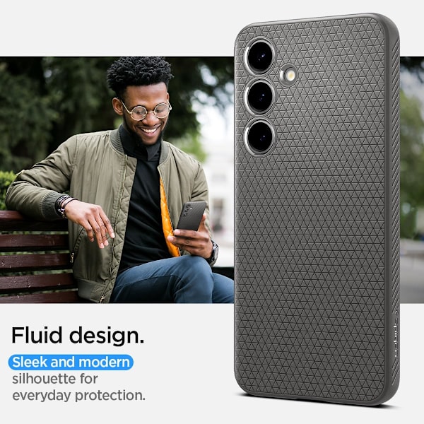 Liquid Air Designet til Galaxy S24plus 6.7 Cover (2025) [Ingen Magnetring], [Militær-Grade Beskyttelse] - Mat Sort Marble Gray