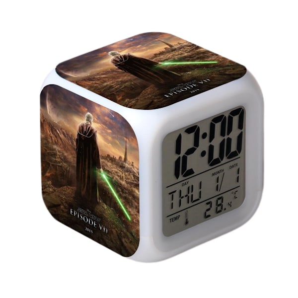 Star Wars väckarklocka film The Force Awakens LED väckarklocka fyrkantig klocka digital väckarklocka med tid, temperatur, alarm, datum