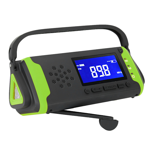 MD‑097 Solardriven handvev FM väderradio utomhus nödladdare med ficklampa grönJP  version