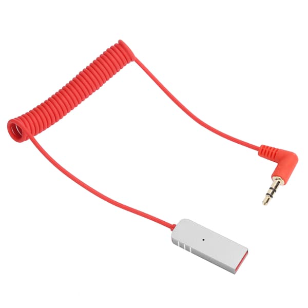 Bil/hjem Bluetooth 5.0 spolekabeladapter USB-mottaker Mini 3,5 mm Aux lydadapter rød