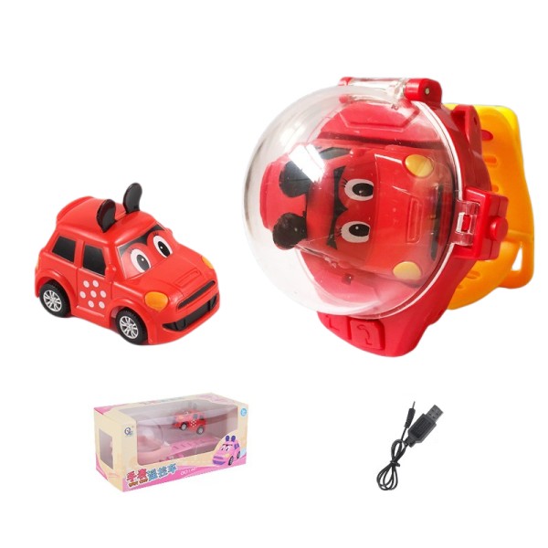 (1 förpackning) Watch leksak Elektrisk miniracing för barn pojke Fjärrkontroll Bil Watch (Uppgradering - Röd Mini (uppladdningsbar version))