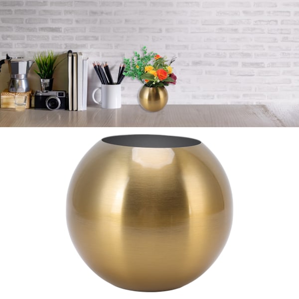 Rund Vas Nordisk Stil Modern Rostfritt Stål Liten Blomvas Dekoration Vardagsrum Kontor Bordsdekoration Antik Gold