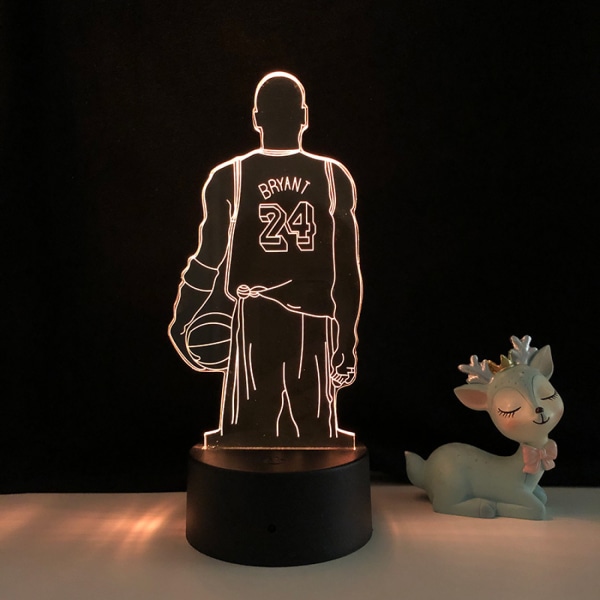 Qinwei Basketbollspelare Nattlampa 3D Illusion LED-lampa med fjärrkontroll Bästa födelsedagspresent för sportälskare --- A1（Svart säte）