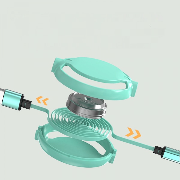 Indragbar snabbladdningskabel 2.4A, envägs indragbar 3-i-1 USB-laddningskabel kompatibel med mobiltelefoner/surfplattor