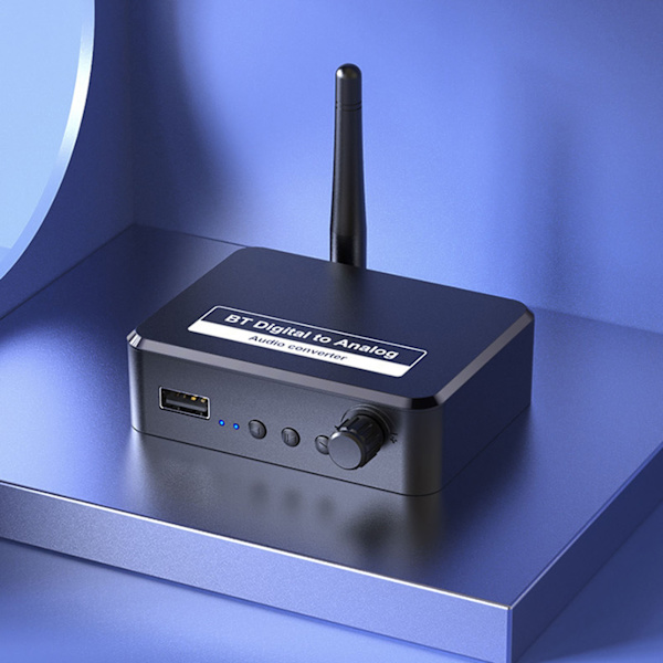Bluetooth 5.1-mottaker Multifunksjon RCA 3,5 mm Jack Støtter U Disk-avspilling Digital til Analog Lydkonverter